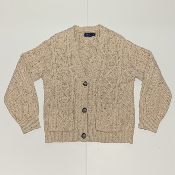 Polo Ralph Lauren Cable Knit Boyfriend Cardigan - Size Medium NWOT - Picture 1 of 10